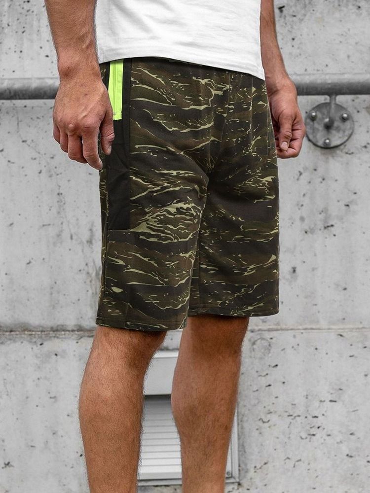 Camouflage Straight Pocket Beach Shorts För Män