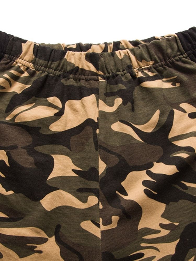 Camouflage Straight Pocket Beach Shorts För Män