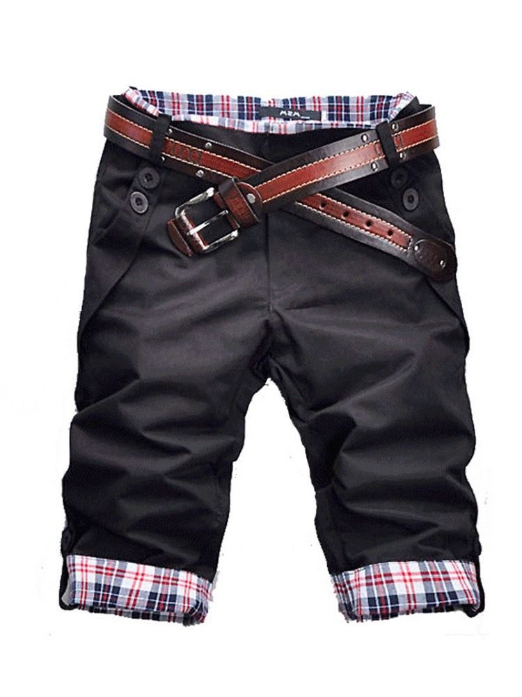 Color Block Straight Button Zipper Korean Men's Jeans