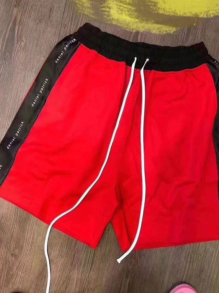 Color Block Straight Lace-up Casual Lace-up Men's Shorts