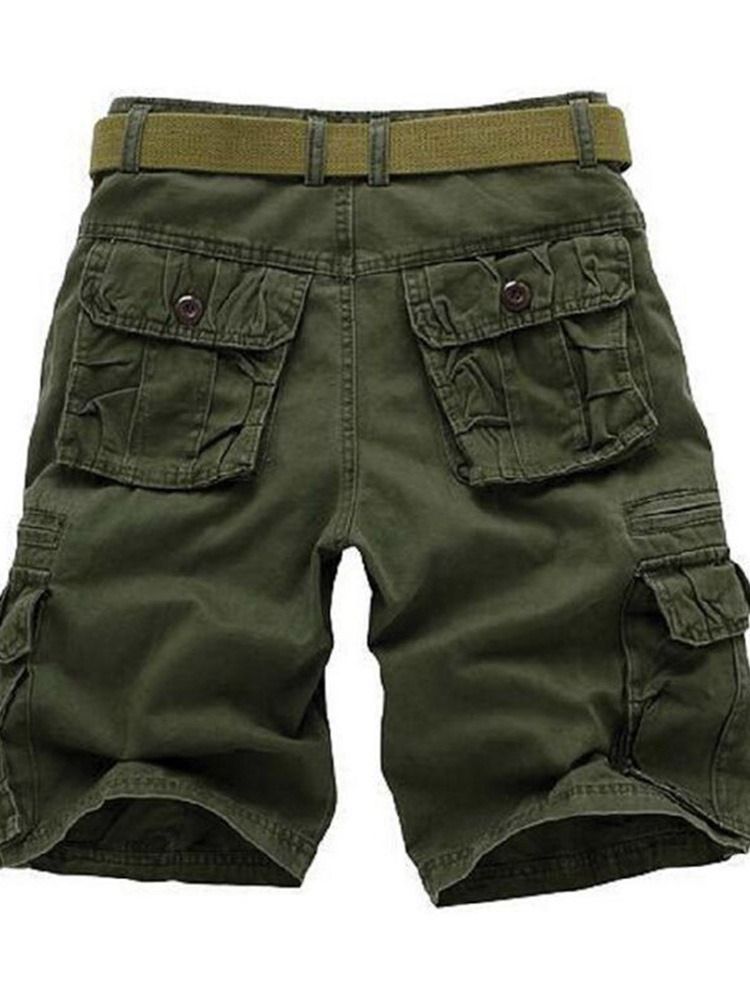 Dragkedja Straight Plain Mid Waist Casual Shorts För Män