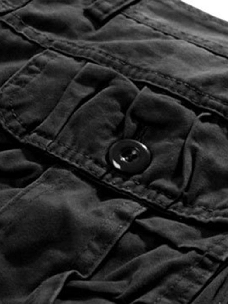 Dragkedja Straight Plain Mid Waist Casual Shorts För Män