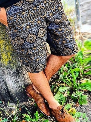 Floral Print Straight Men's Casual Shorts