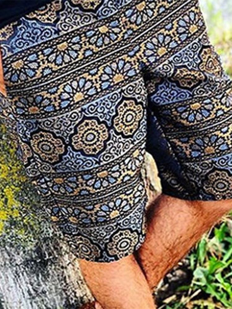 Floral Print Straight Men's Casual Shorts