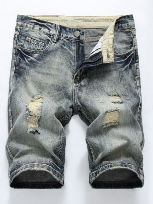 Hole European Mid Waist Denim Shorts För Män