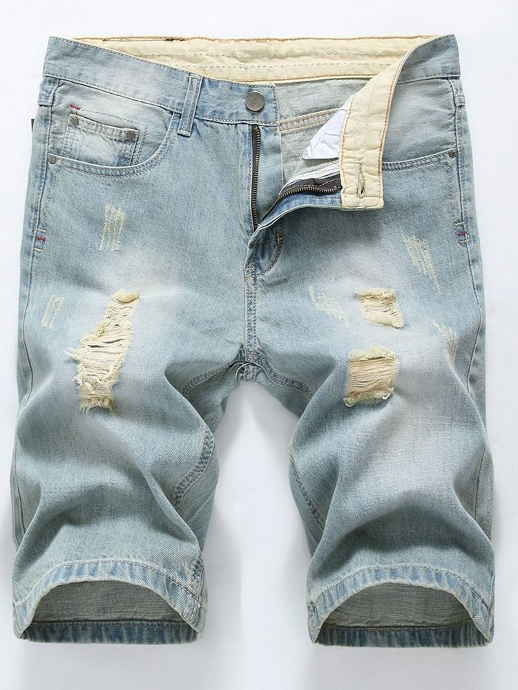 Hole European Mid Waist Denim Shorts För Män