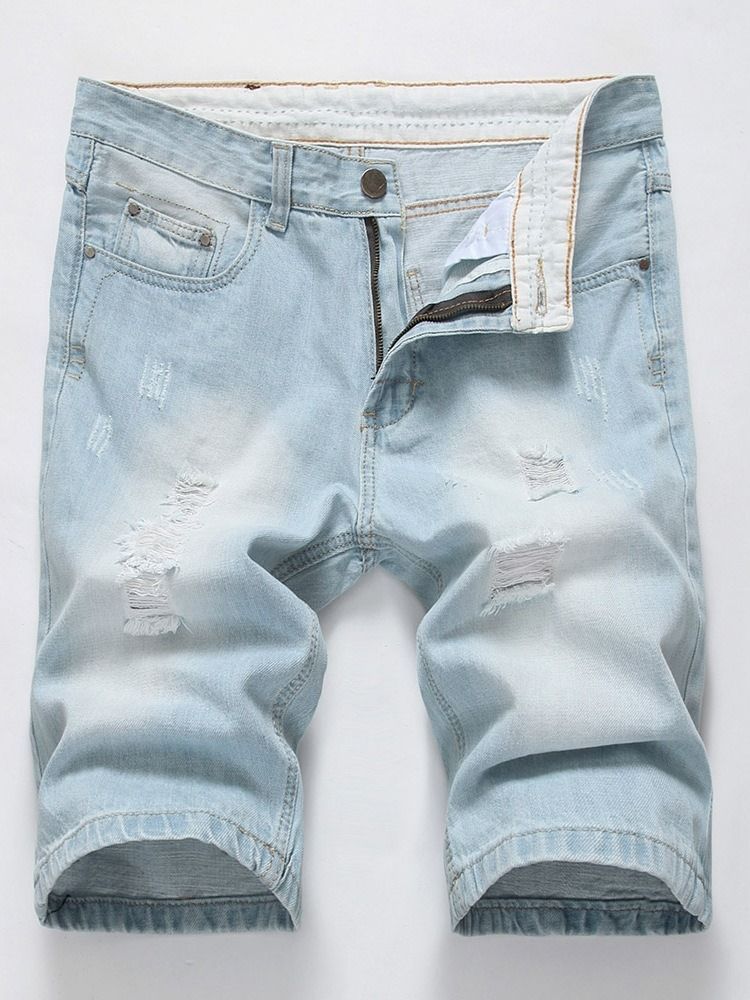 Hole European Mid Waist Denim Shorts För Män