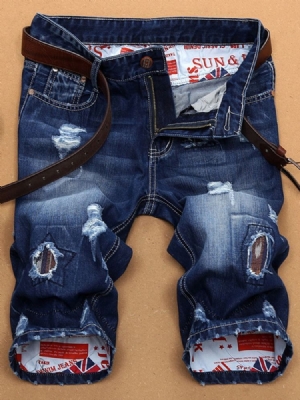 Holes Denim Slim Herrshorts