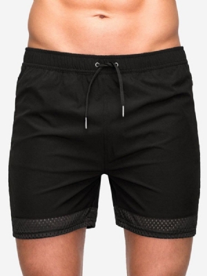 Lace-up Slim Plain Casual Mid Midja Shorts För Män