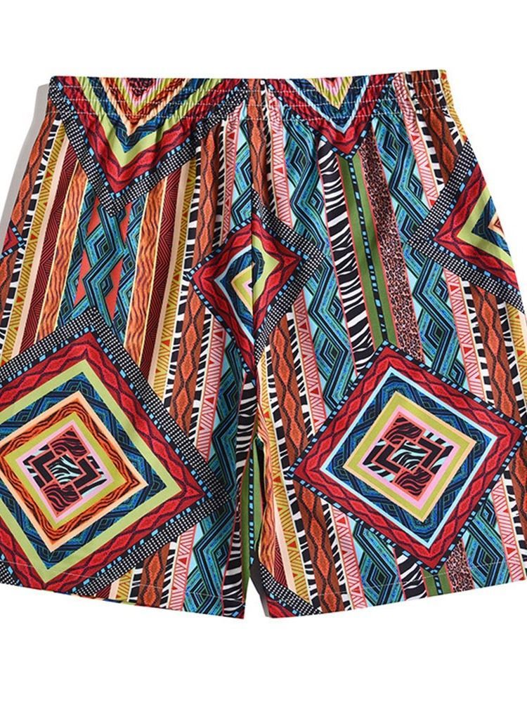 Loose Print Herr Casual Shorts