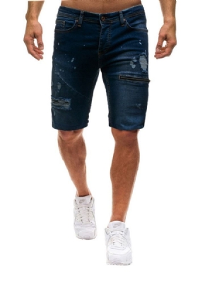 Loose Zipper Plain Mens Casual Shorts