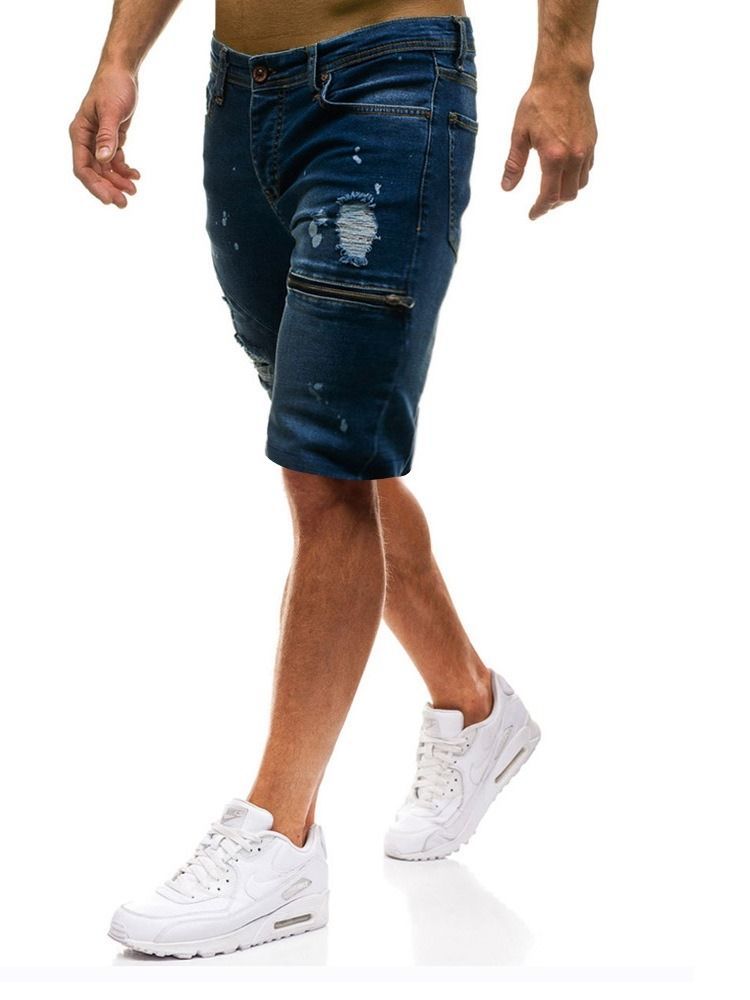 Loose Zipper Plain Mens Casual Shorts