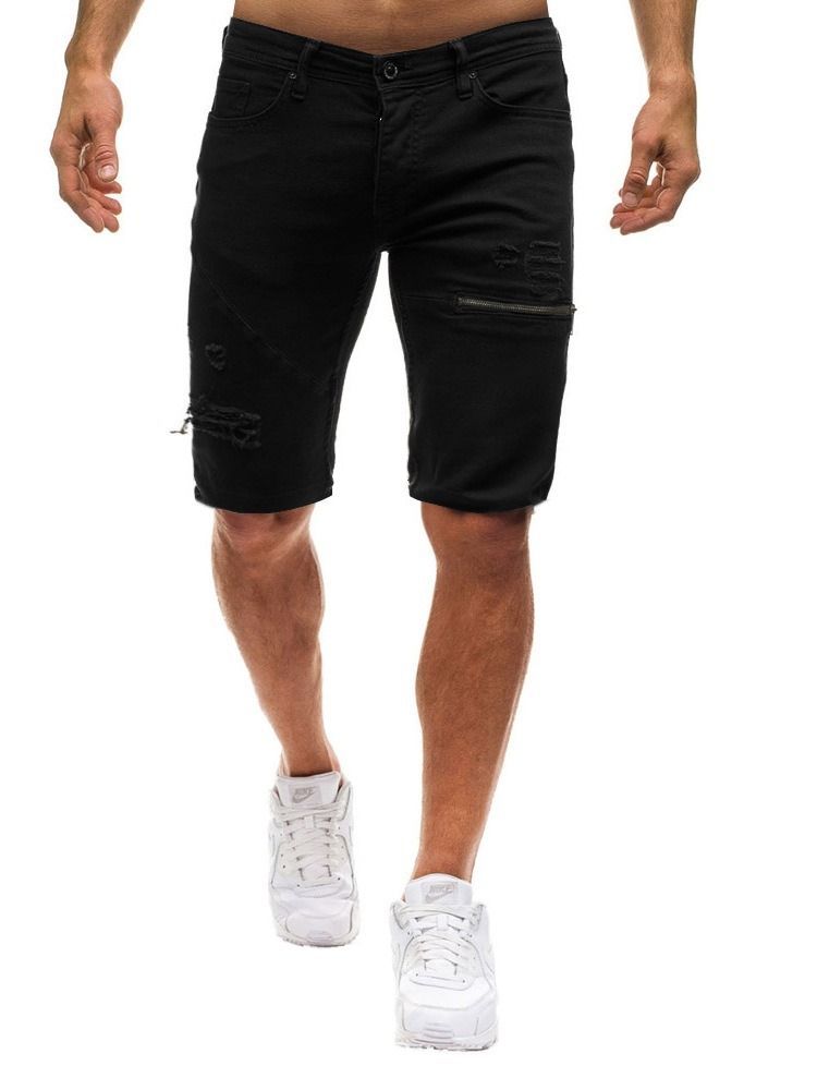 Loose Zipper Plain Mens Casual Shorts