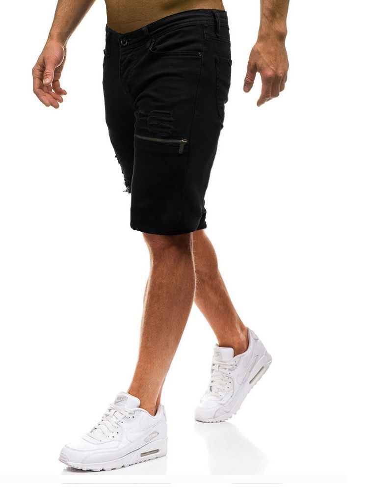 Loose Zipper Plain Mens Casual Shorts