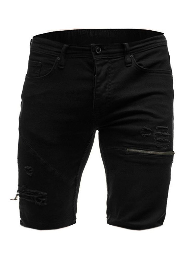 Loose Zipper Plain Mens Casual Shorts