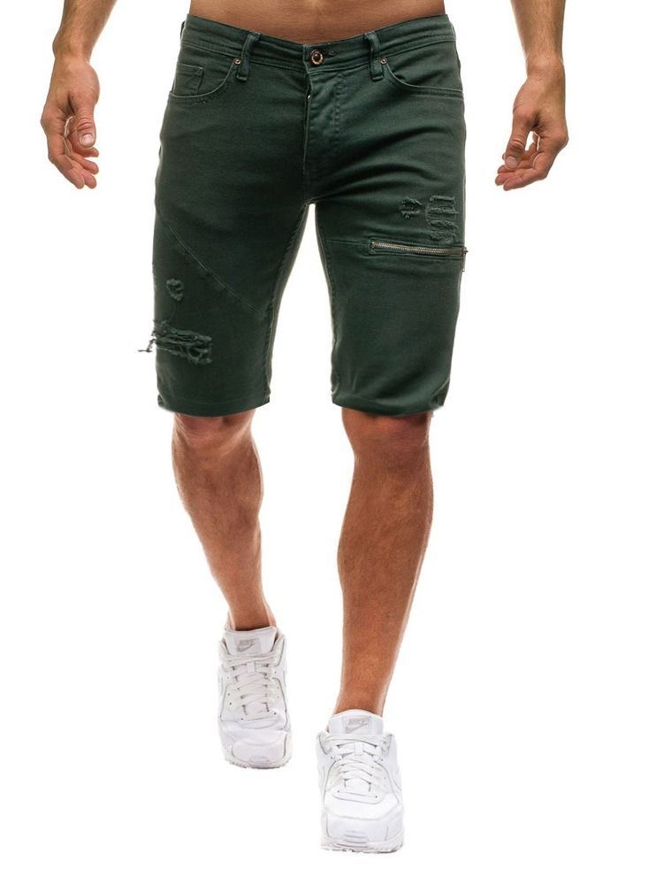 Loose Zipper Plain Mens Casual Shorts