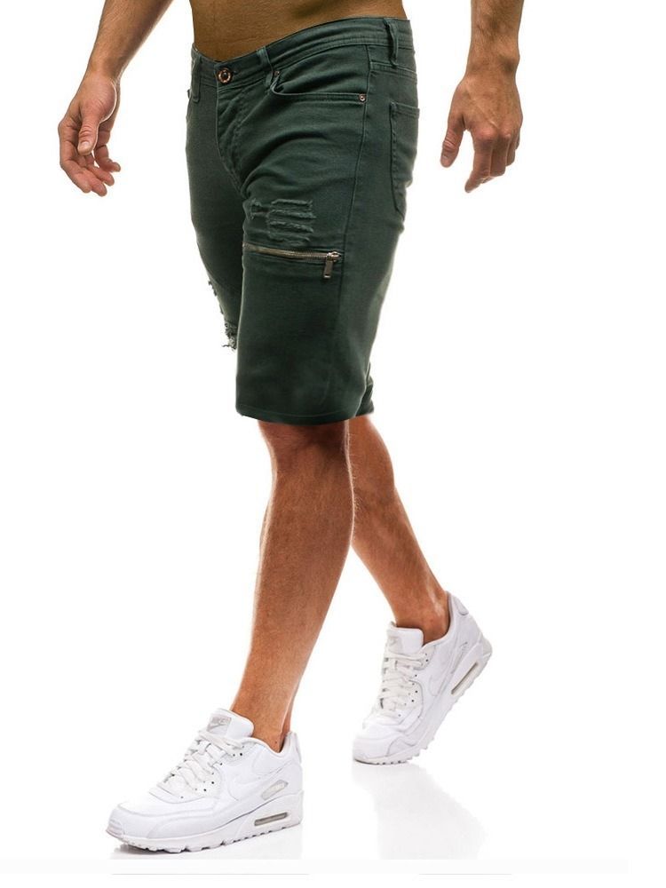 Loose Zipper Plain Mens Casual Shorts