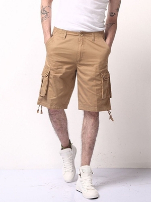 Mäns Lösa Fickor Plain Casual Mid Mid Shorts