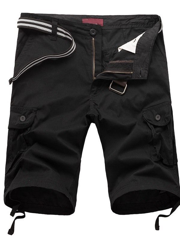 Mäns Lösa Fickor Plain Casual Mid Mid Shorts