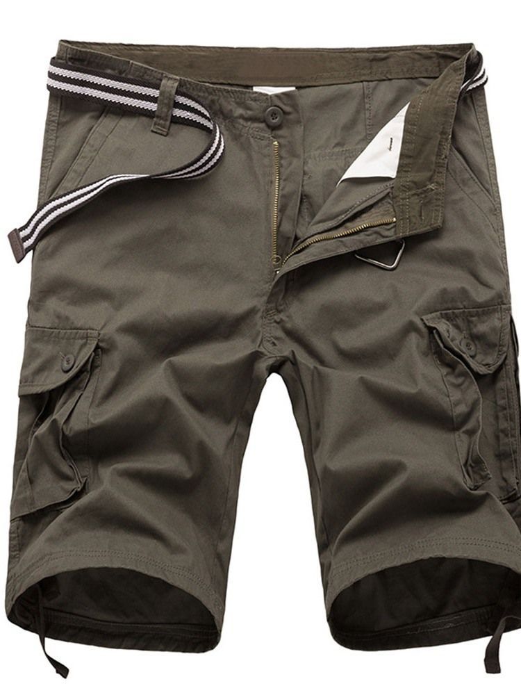 Mäns Lösa Fickor Plain Casual Mid Mid Shorts