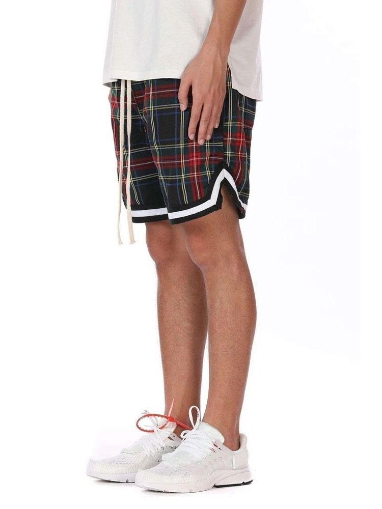 Plaid Loose Casual Lace-up Shorts För Män