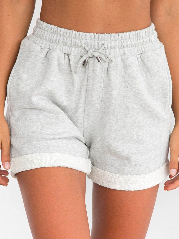 Plain Lace-up Sportshorts För Kvinnor