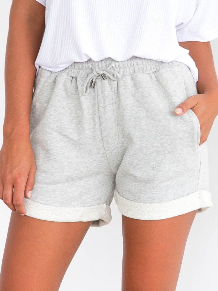 Plain Lace-up Sportshorts För Kvinnor