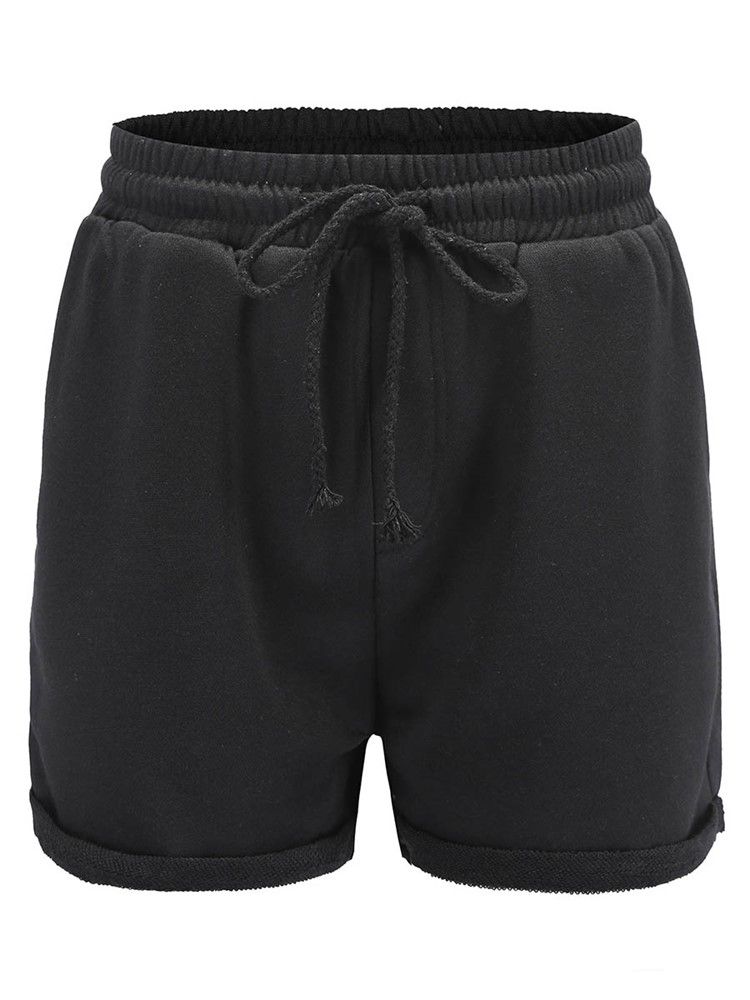 Plain Lace-up Sportshorts För Kvinnor