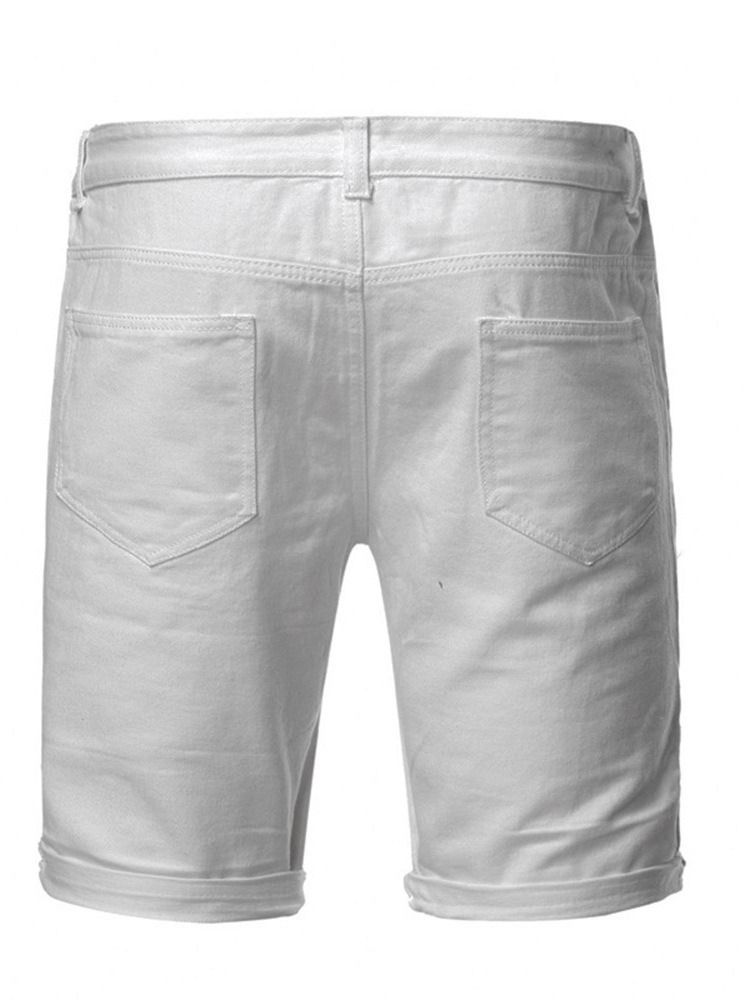 Plain Straight Hole Mid Midja Casual Men's Shorts