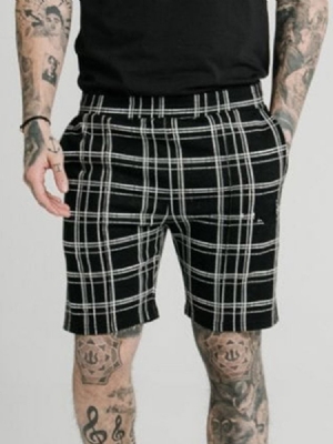 Pocket Plaid Straight Elastics Casual Shorts För Män