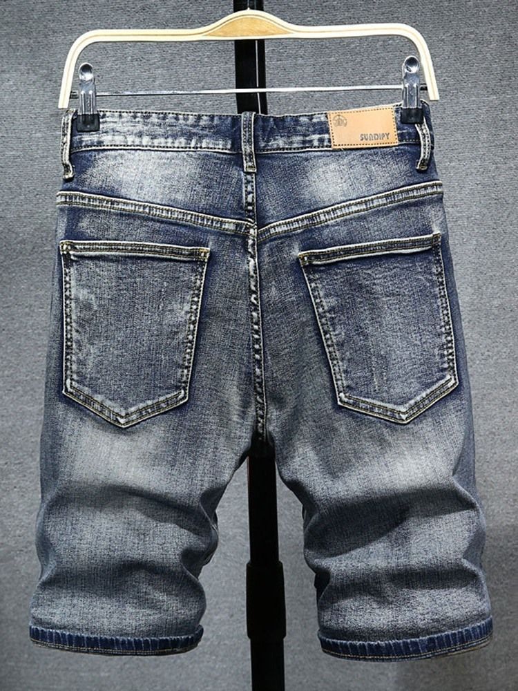 Pocket Straight Zipper Herr Casual Jeansshorts