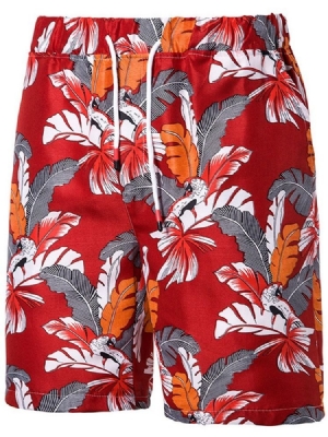 Print Plant Casual Snörning För Män Casual Shorts