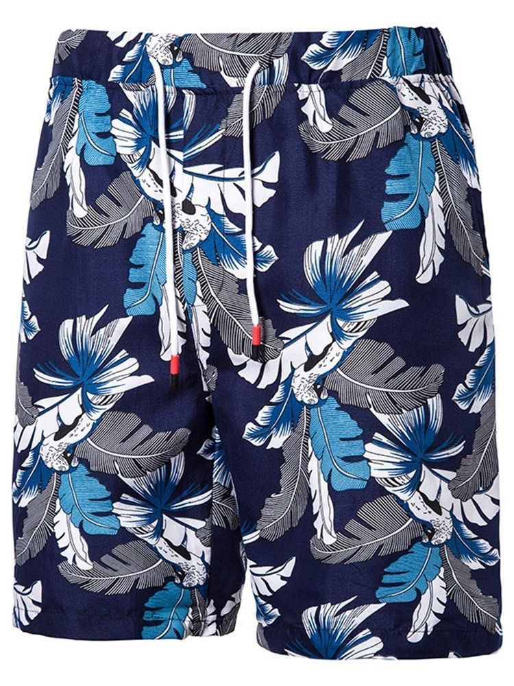 Print Plant Casual Snörning För Män Casual Shorts