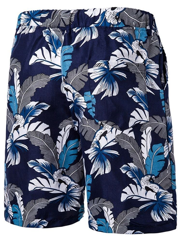 Print Plant Casual Snörning För Män Casual Shorts