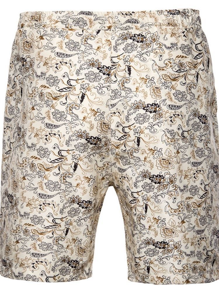 Print Raka Blommiga Shorts Med Snörning För Män