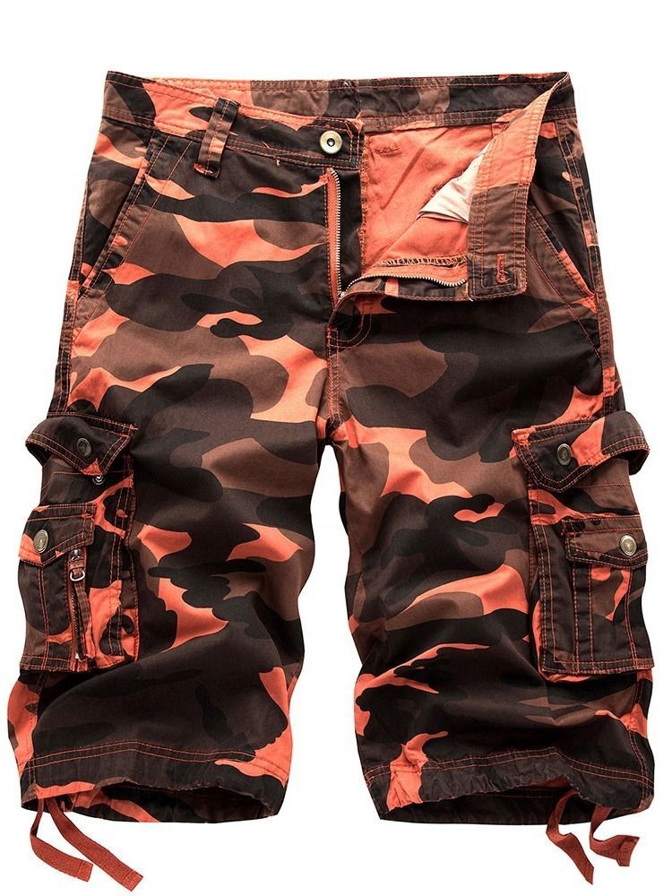 Print Straight Camouflage Zipper Men's Short Pants