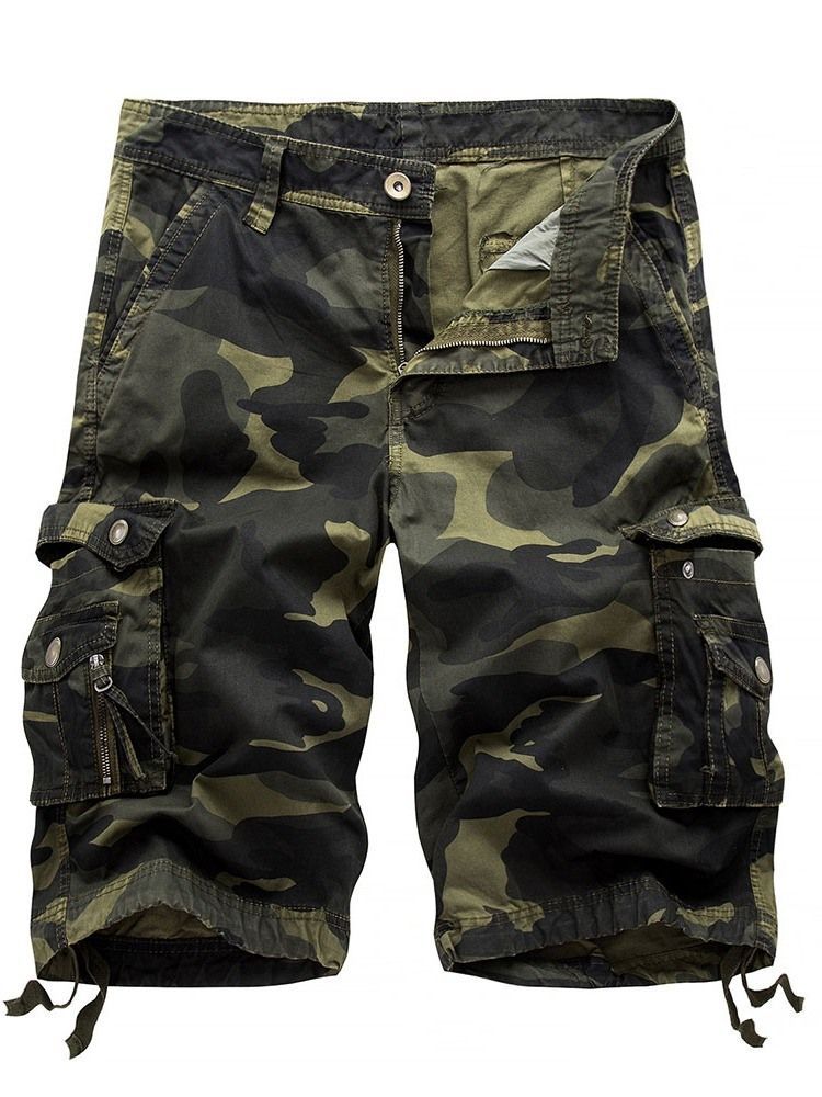 Print Straight Camouflage Zipper Men's Short Pants