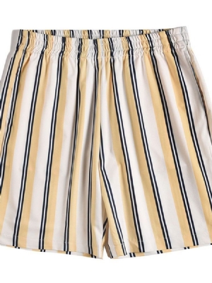 Print Stripe Loose Elastics Casual Herrshorts