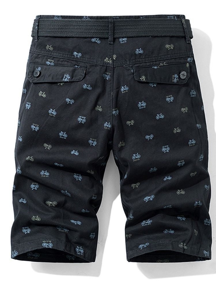 Skriv Ut Casual Slim Shorts För Tecknade Män