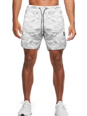 Slim Camouflage Print Casual Mid Waist Men's Shorts