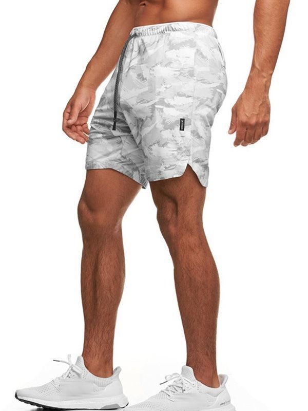 Slim Camouflage Print Casual Mid Waist Men's Shorts