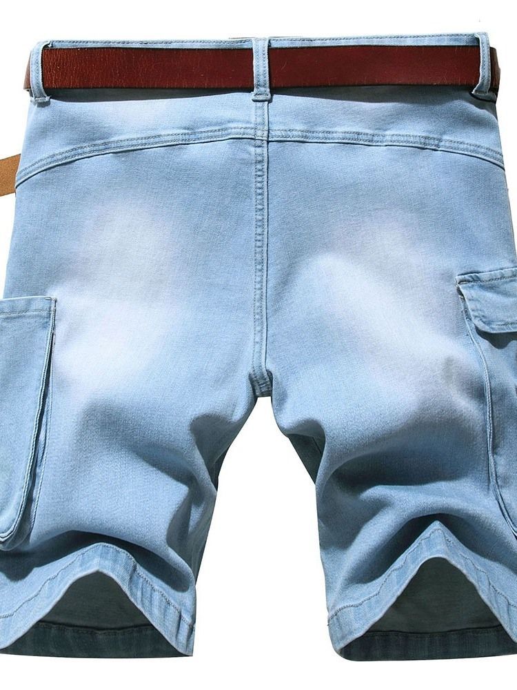 Slitna Midja-dragkedja Jeansshorts För Män