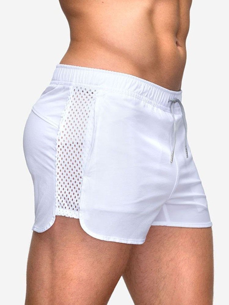 Snörning Slim Plain Mid Midja Casual Shorts För Män