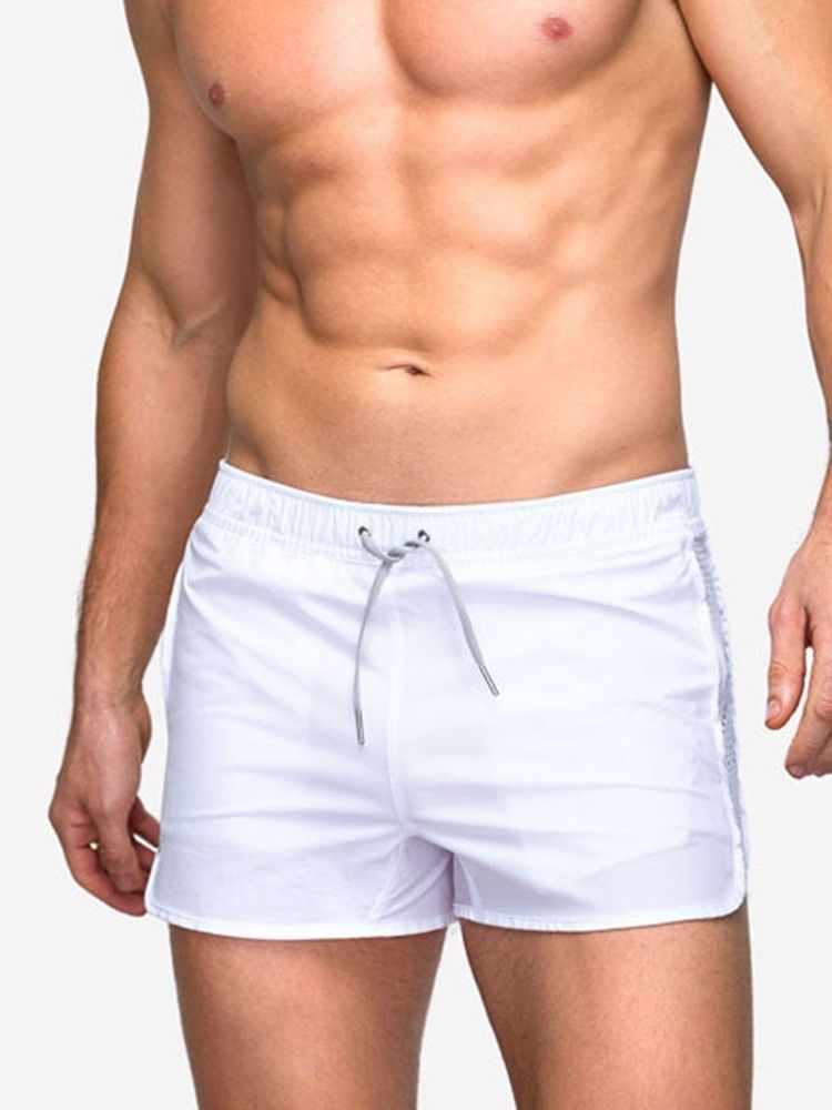 Snörning Slim Plain Mid Midja Casual Shorts För Män