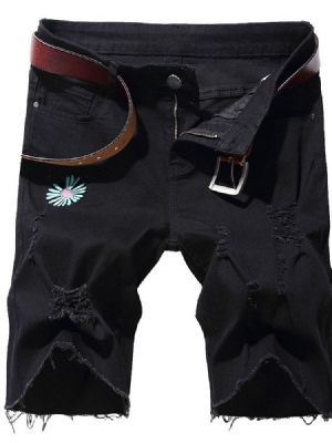 Straight Broderi Floral Mid Waist Zipper Herrshorts