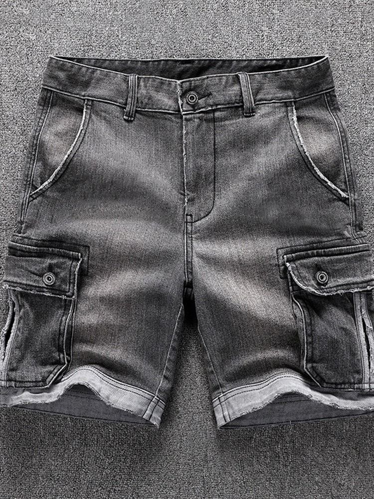 Straight Mid Waist Zipper Herrshorts