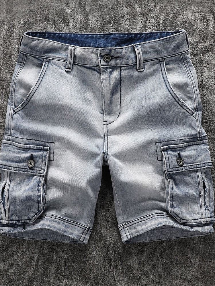 Straight Mid Waist Zipper Herrshorts