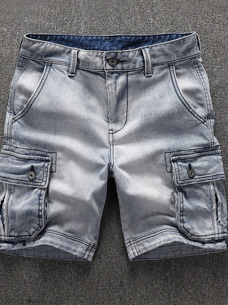 Straight Mid Waist Zipper Herrshorts