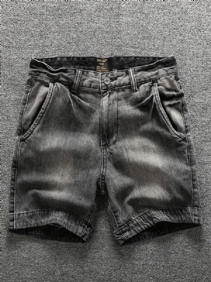 Straight Plain Zipper Mid Shorts För Män