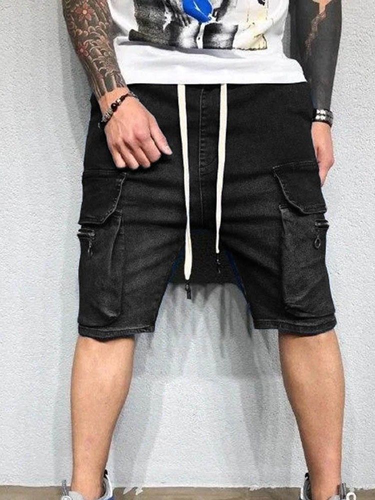 Straight Pocket Lace-up Casual Shorts För Män